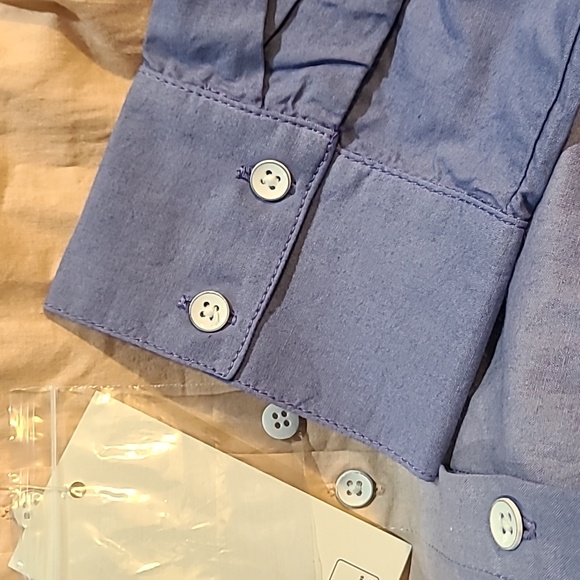 Skinnygirl Carlee Ombre Poplin button down shirt, Aqua Sky - Picture 6 of 8